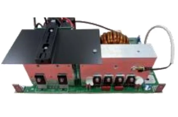 Welding machine power board assembly with heat sink and toroidal inductor